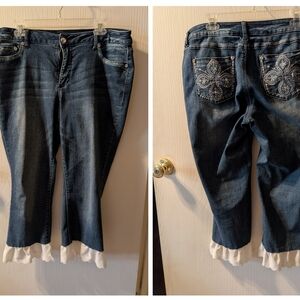 Cato Blue Cropped Jeans with White Hem